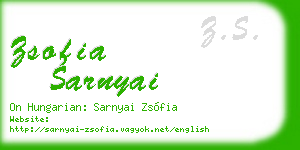 zsofia sarnyai business card